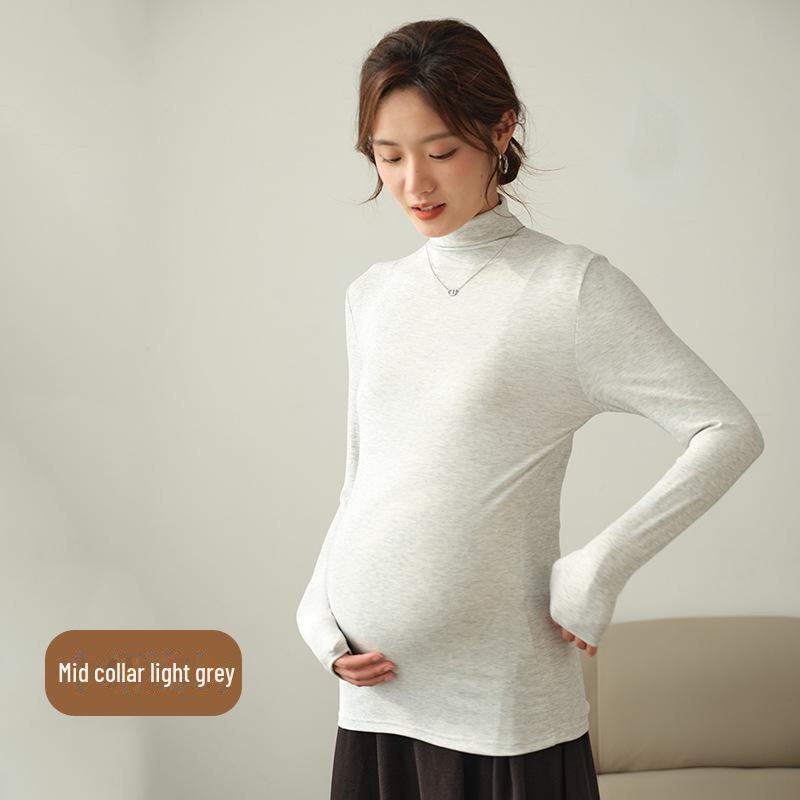 Топ для беременных с полувысоким воротником, эластичный, на весну и осень