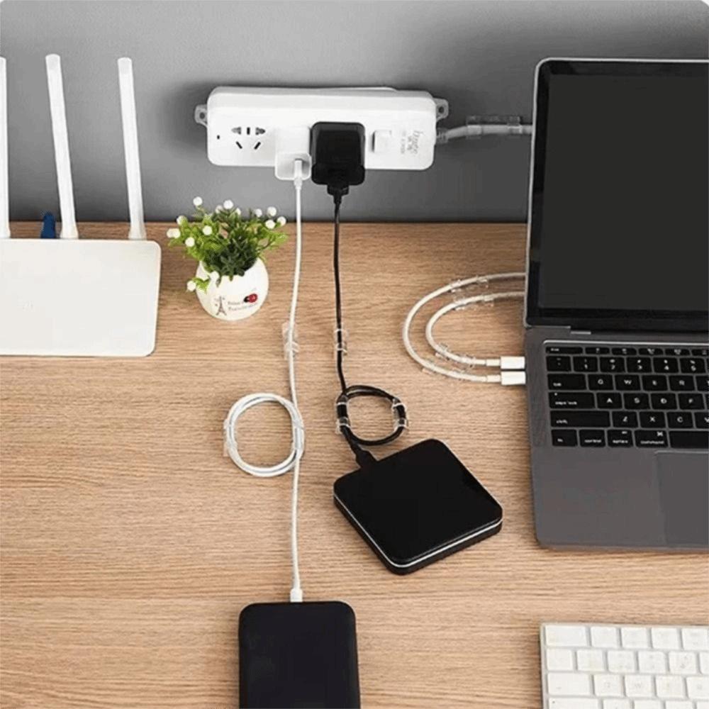 Plastic Material Cable Management Clips Self Adhesive Cord Holder Desktop Cable Arrangement