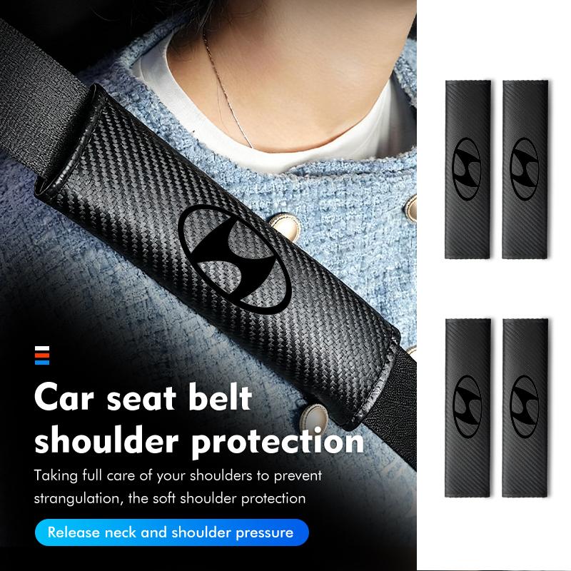 Car Seat Belt Safety Shoulder Cover Carbon Fiber Protect Pad For Hyundai Genesis Azera GDI i10 i20 i30 i40 ix20 ix35 Accent WW39