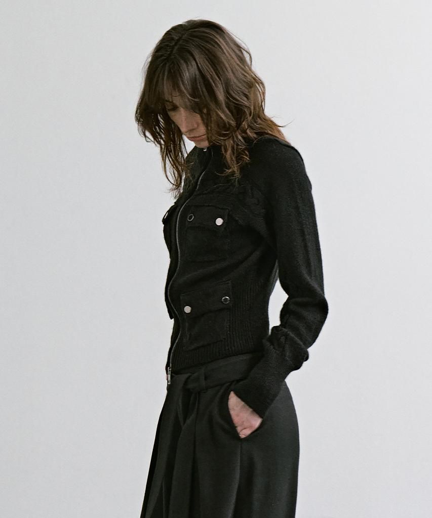 TREEMINGBIRD 4-Pocket Knit Zip-Up [ Black ]