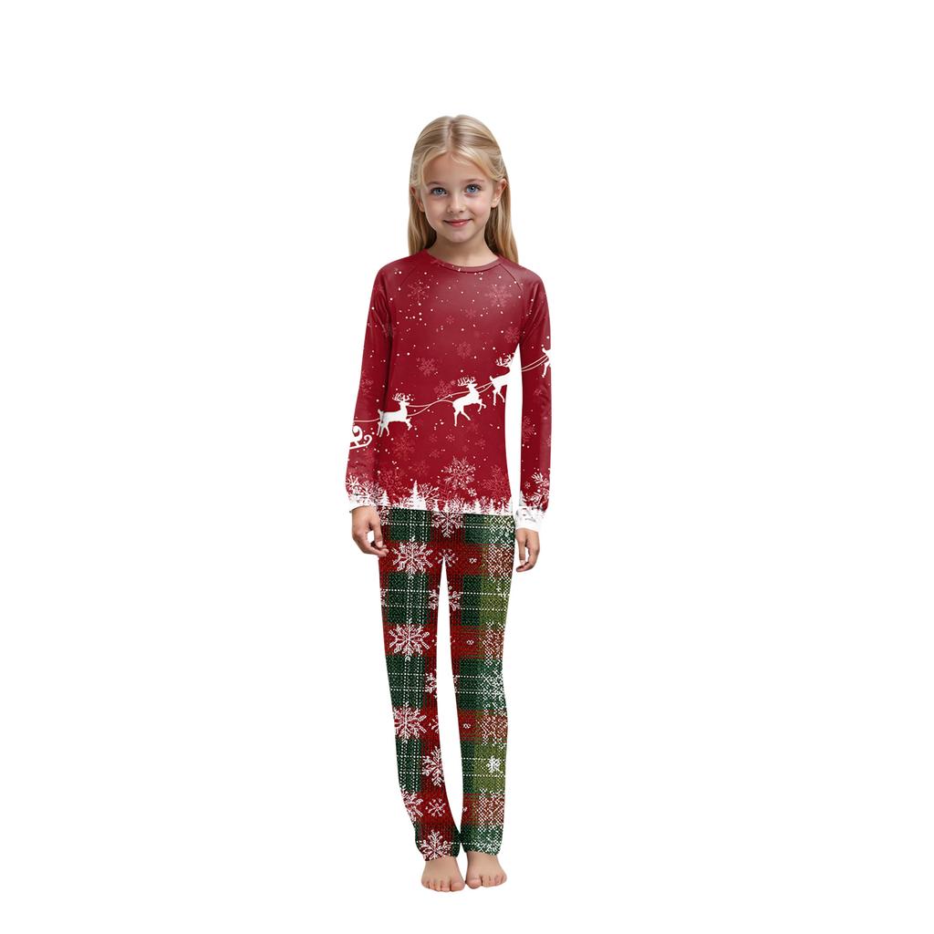 Christmas Print Family Outfit Long Sleeve Top + Pants Set Family Outfit