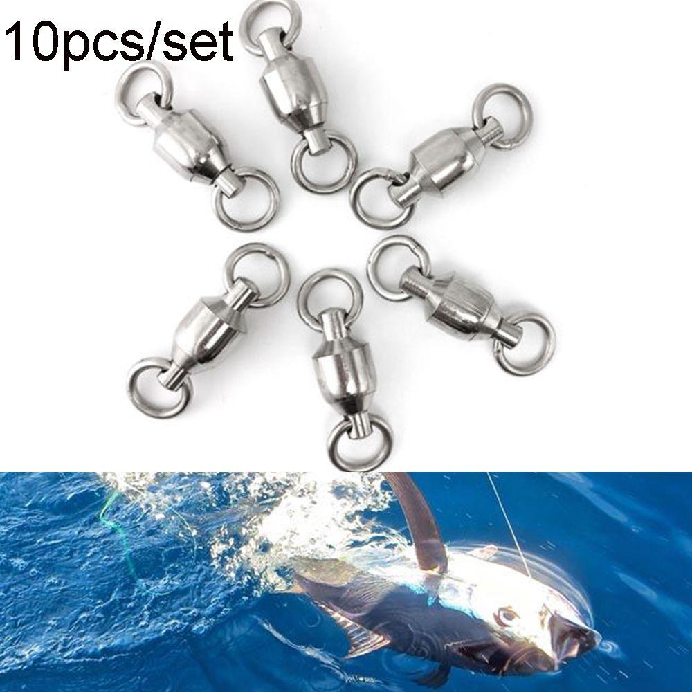 10# Stainless Steel Fishing Rolling Swivel Connector Heavy Duty Ball Solid Ring Bearing Barrel