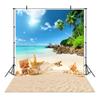 Sea Beach Sand Cloudy Blue Sky Scene Summer Beach Photography Backdrop for Photo Studio Tropical Palms Coconut Tree Background