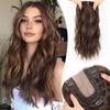 20 Inch Natural Brown Synthetic Hair Toppers Long Wavy Hairpieces for Women 6" ×6" Large Base Lace Front Hair Topper Clips in