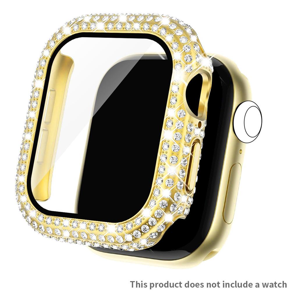 Чехол со стразами + Закаленное стекло для Apple Watch Series 11 10 9 8 7 SE, 46 42 45 41 44 40 38мм