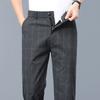 Summer Thin Plaid Formal Stretch Pants Men Slim Business Grey Black Casual Pant Fashion Male Clothing England Trousers