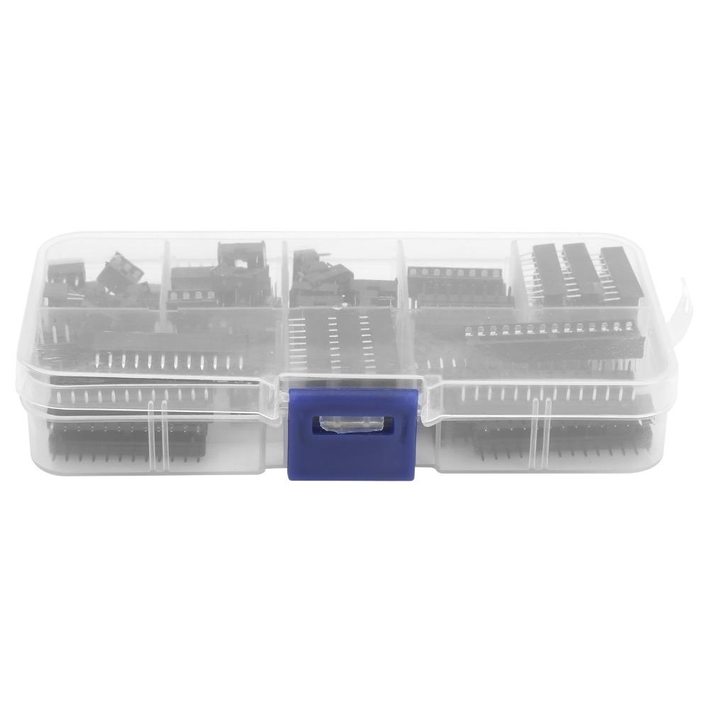 66pcs Solder Type IC Sockets Adapter InLine Package IC Socket Assortment Kit Circuit Board Assembly
