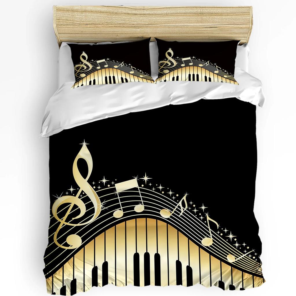 Piano Music Red Rose Flower Bedding Set 3pcs Duvet Cover Pillowcase Kids Adult Quilt Cover Double Bed Set Home Textile