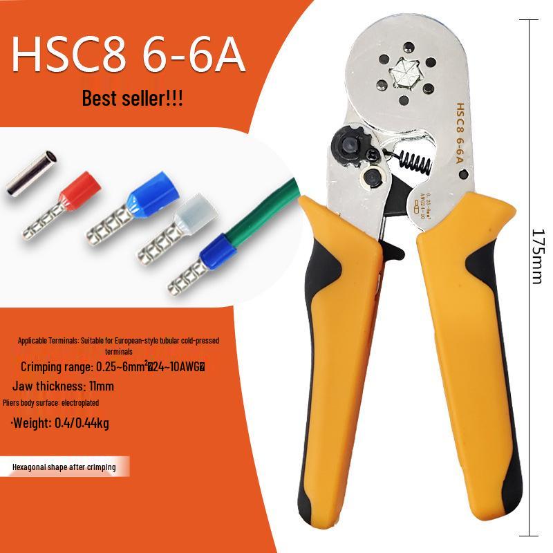 Hexagonal Mini Ratchet Crimping Pliers Set HSC8 6-6 for European Terminals