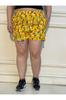 Women's Fashion Big Size Shorts & Bermudas Plus Size Yellow Cherry Patterned Shorts with Double Side Pockets