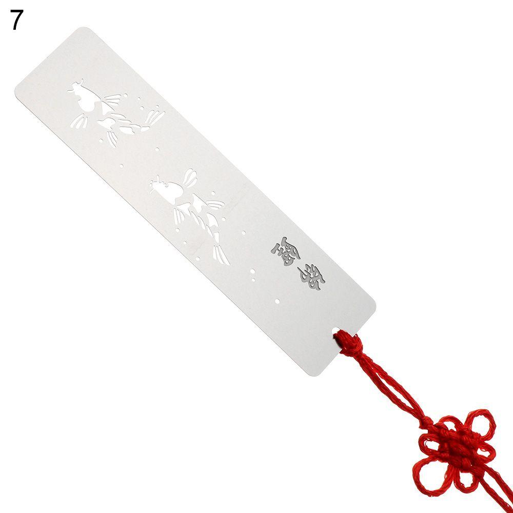 Металлические полые закладки в китайском стиле с красным узлом, креативный зажим для книг, нержавеющая сталь, пагинация, каллиграфия, живопись, детский подарок