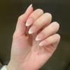 French Almond False Nails White Gradient 30 Pieces Press On Nails for Weddings Parties