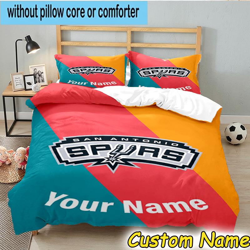 3pcs Custom Name San Antonio Logo Bedding Set Includes 1 Duvet Cover & 2 Pillowcases for All Seasons Dormitory Home Decor Christmas gifts