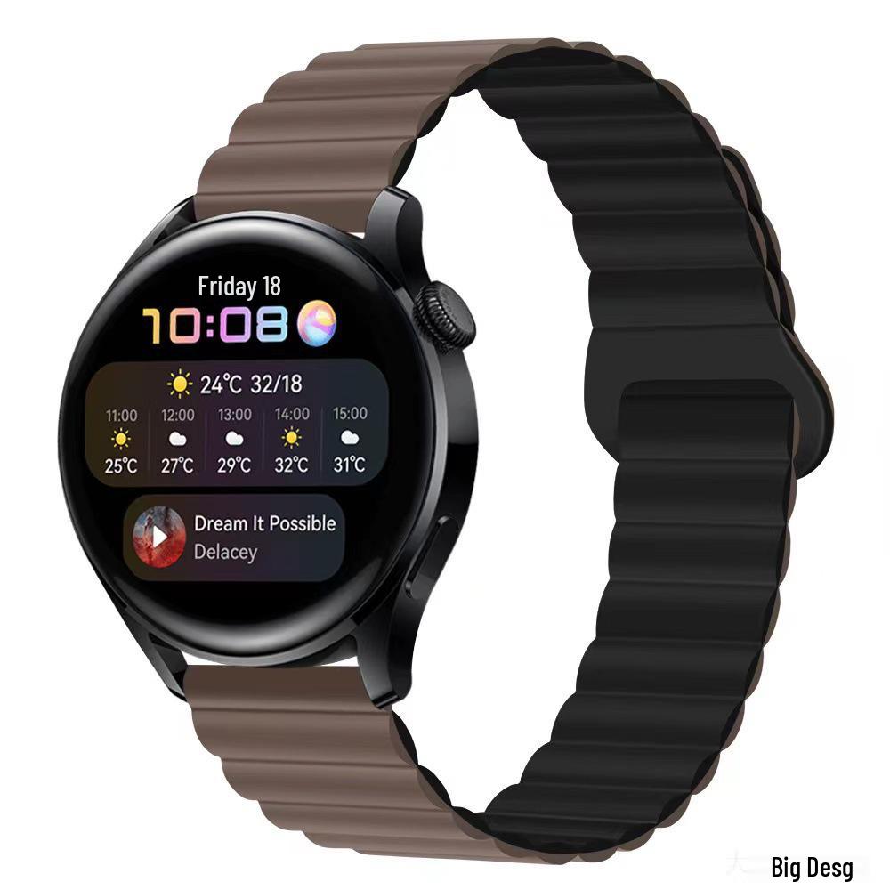 Двухцветный силиконовый ремешок с магнитной петлей 22 мм для часов Huawei GT4/GT5 и Samsung Watch4 Pro