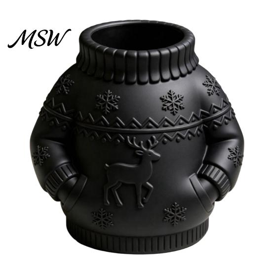 Organized Desk Accessories for Home 3D Printed Sweater Pen Holder, Creative Organizer with Elk Snowflake Relief Durable Holder Office School Supplies,