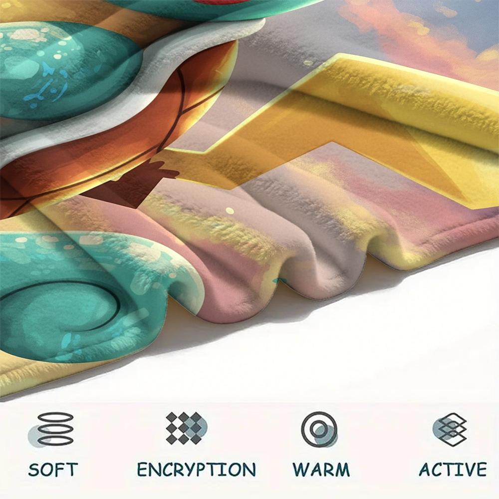 Милое одеяло из фланели с принтом Сквиртла, Высококачественное, Удобное для всех сезонов, Декор для дома, Тепло и Уют