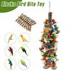 Blocks Bird Bite Toy Handmade Wooden Parrot Cage Bite Toy With Top Hook Soothing Pet Chewing Toy Decorative Bird Cage Supplies