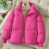 2025 Новая осенне-зимняя однотонная дутая короткая куртка с капюшоном свободного кроя, теплая утолщенная куртка из хлопка с пухом