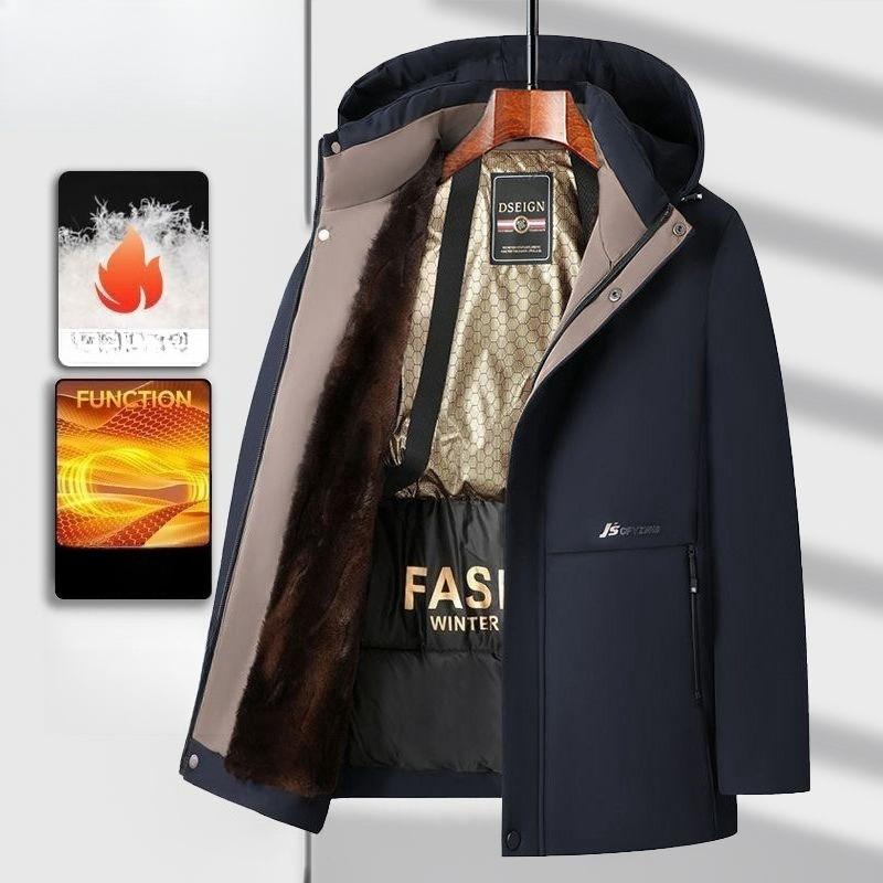 Зимняя парка из норки с пухом превосходит мужские утолщенные пуховики толстым пухом и однотонным цветом, теплая свободная одежда с хлопковой подкладкой