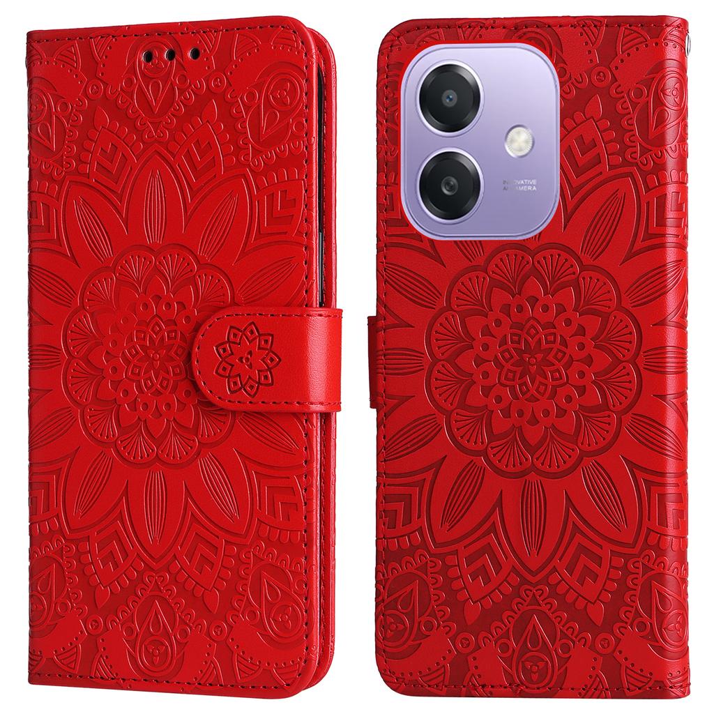Для Oppo A5x 5G/A3x 4G/A3x 5G (Индия) Чехол Кожаный кошелек с тиснением Подсолнух Чехол для телефона