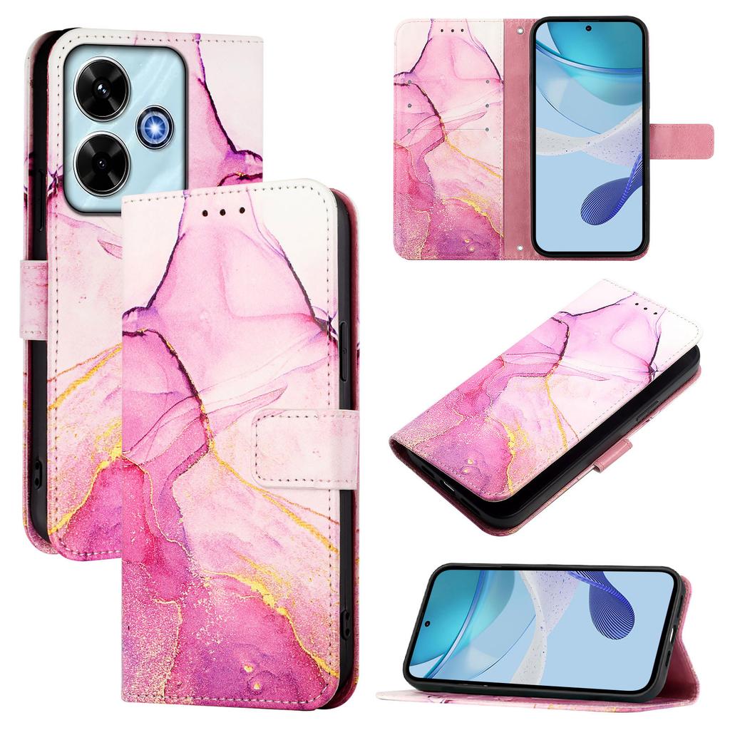 For Xiaomi Redmi Note 13R 5G/Xiaomi Redmi 13x 4G Case with Strap Marble Pattern Leather Phone Cover Card Holder