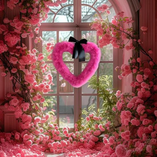 Yousheng Valentine's Day Heart Garland Door Banner Festive Party Decor for Wall Window Plastic Indoor Outdoor Decoration for Romantic Celebration