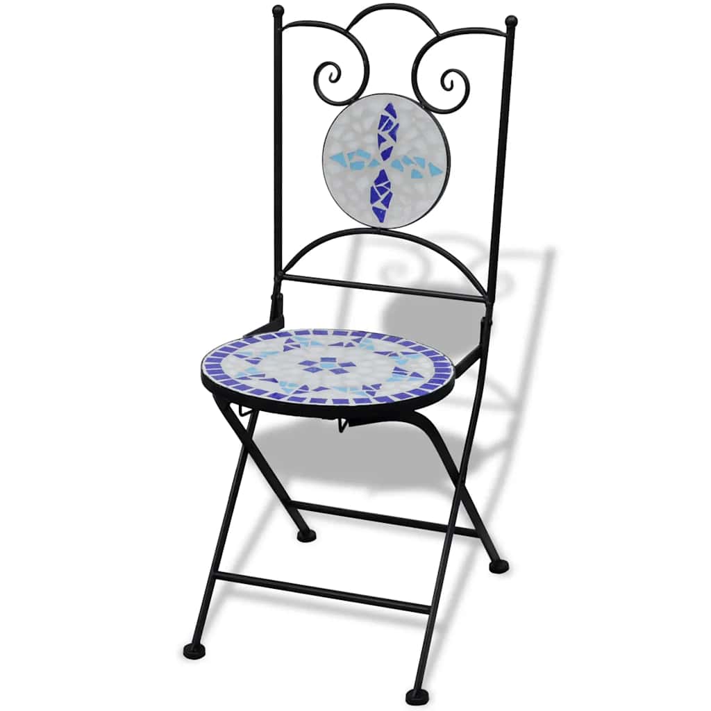 Bistro Chairs Foldable 2 pcs Ceramic Blue and White