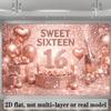 2D planar dreamy 16th birthday theme background fabric, design incorporating rose gold "1"DJH