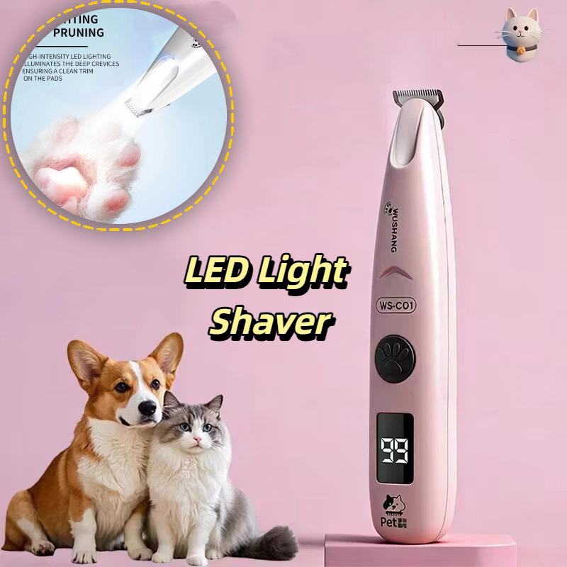 Электрическая машинка для стрижки шерсти домашних животных с LED-подсветкой, водонепроницаемая, для стрижки шерсти на лапах, низкий уровень шума, для морды, лап, ушей, бедер, подушечек лап кошек и собак