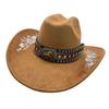 Stylish and exquisite three-dimensional embroidered suede versatile cowboy hat western style temperament elegant jazz hat