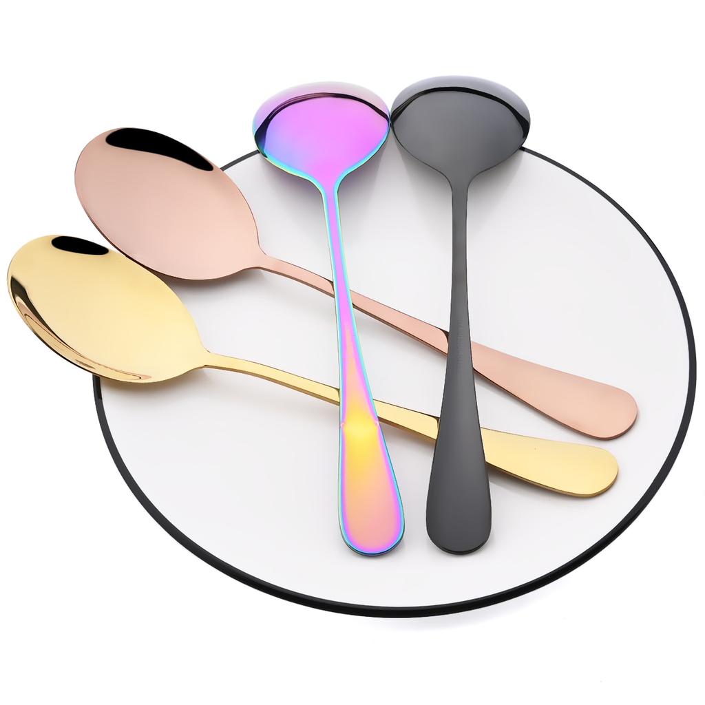 1Pc Mirror Spoon Salad Serving Spoon Set Western Stainless Steel Cutlery Unique Service Spoon Kitchen Table Accessories