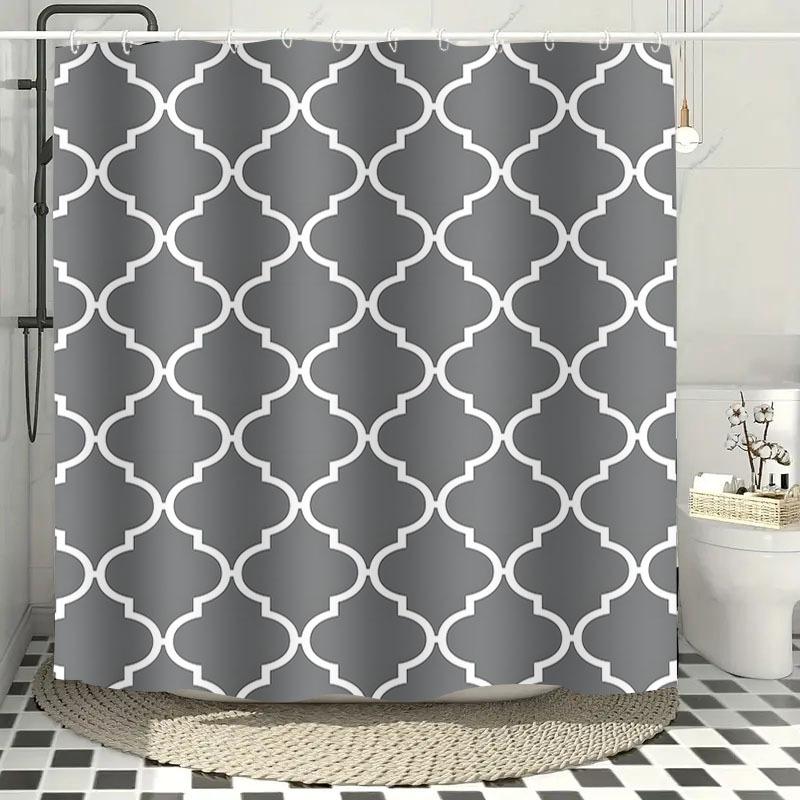 Jit1pc Easy Curved Pattern 2D Flat Shower Curtain, High-End Elegant Bathroom Curtain Shower Curtain, Shower Curtain Home Decorat