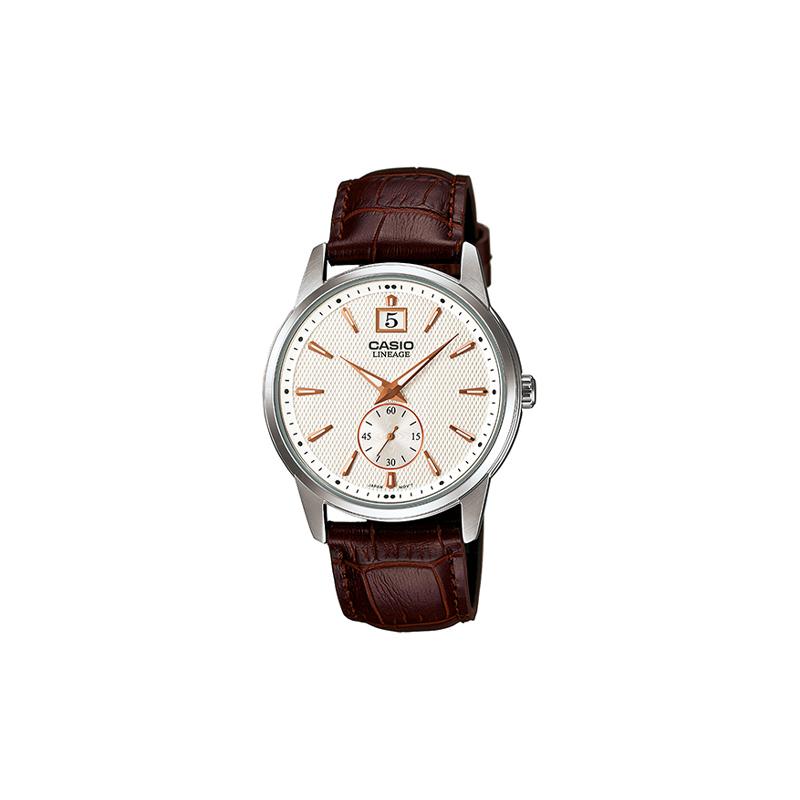 Casio LINEAGE series quartz movement leather strap Japanese and Korean watch men's watch white dial LIN-201L-7AV
