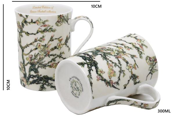 Porcelain Mugs 300 2 pcs Van Gogh Blossoming Almond Tree As a Gift