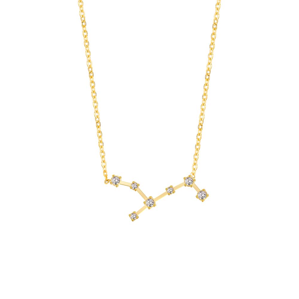 Clear Zircon Constellation Necklace Women Capricorn Libra Aries Leo Virgo Taurus Stainless Steel Horoscope Zodiac Necklaces Gift