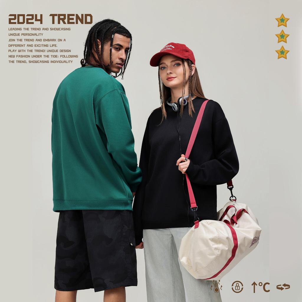 330G Heavyweight Men's Casual Loose Hoodie - Solid Color American Trend, Autumn/Winter Collection