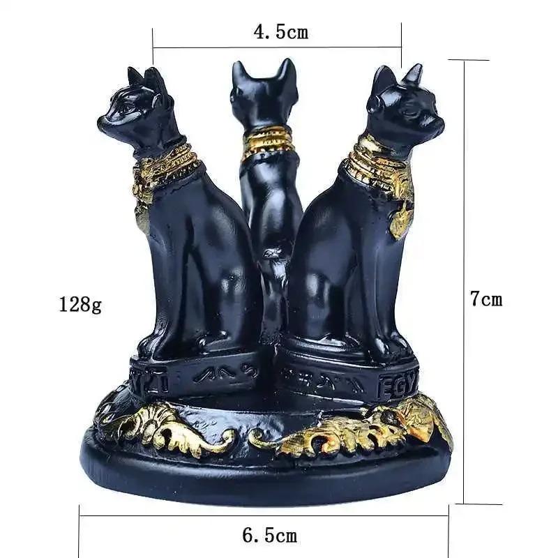 Кристальный шар-диффузор для кошек Стенд Форма кошек Держатель-сфера Тройная египетская подставка-дисплей Смоляная фигурка Статуэтка Декор для офиса и дома