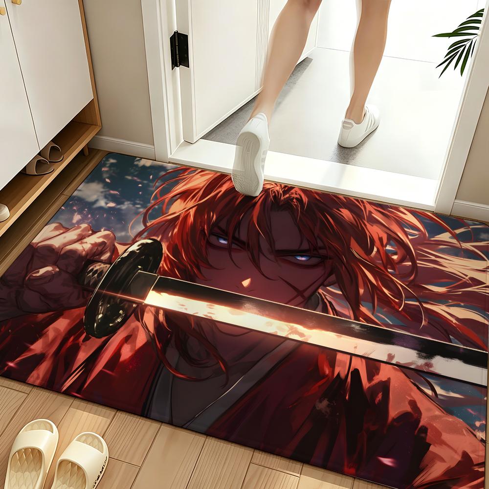 Аниме R-Rurouni K-Kenshin Коврик для пола Мягкий фланелевый коврик для пола Подходит для прихожих, гостиных, спален и ванных комнат