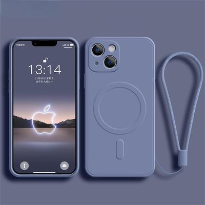 Силиконовый чехол для телефона с ремешком на запястье для iPhone 15 14 13 Pro Max 12 11 X XR XS 7 8 Plus SE для Magsafe, магнитный чехол для беспроводной зарядки