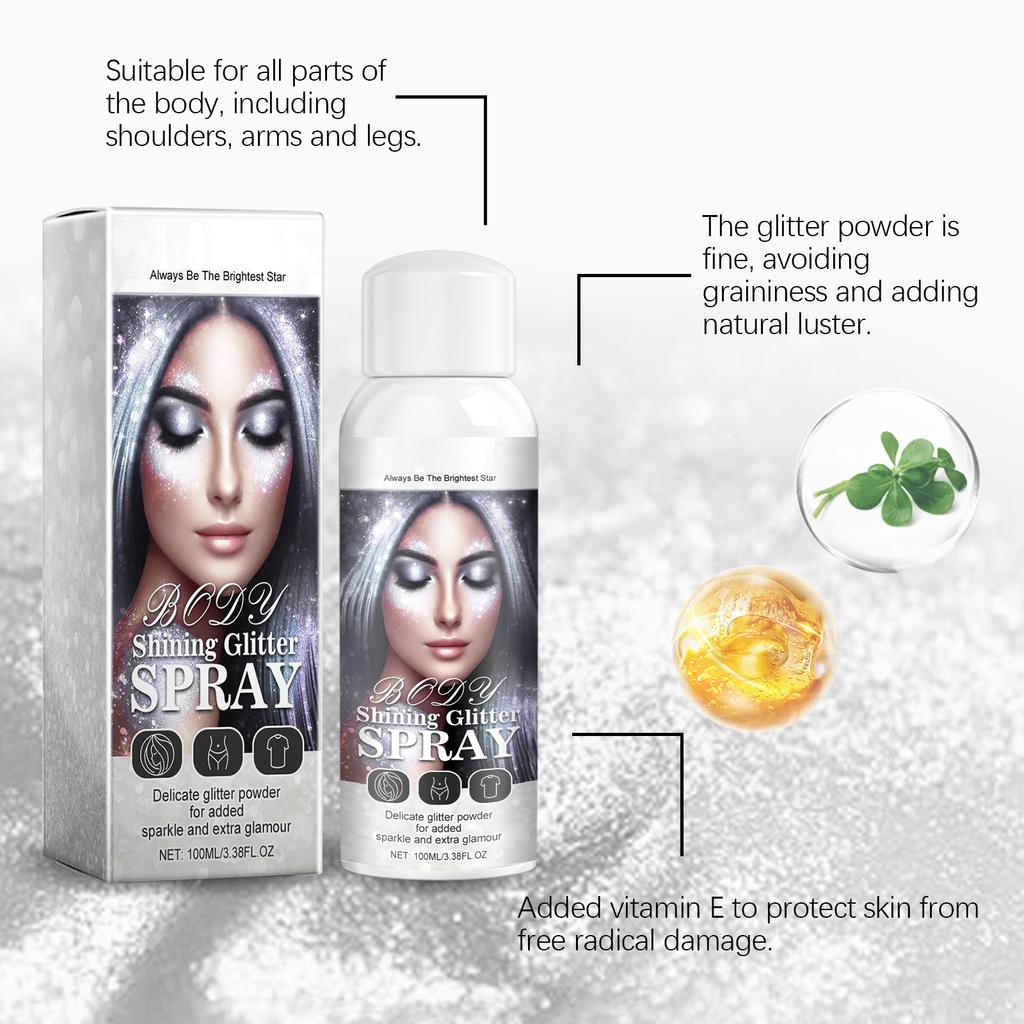 Body Flash Highlighter Spray Natural Stereoscopic Long-lasting Brightening Glitter 100ml