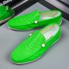 Модные зеленые мокасины на плоской подошве, мужская модная повседневная обувь без застежек для мужчин, мягкие, удобные, дышащие, нескользящие, мужские кожаные мокасины