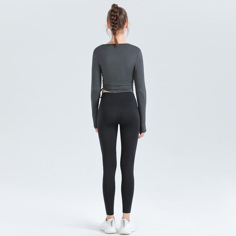 Новый комплект одежды для йоги телесного цвета, женские топы для упражнений с влагоотводом и потоотделением, одежда для йоги и фитнеса с высокой талией, костюм из трех предметов