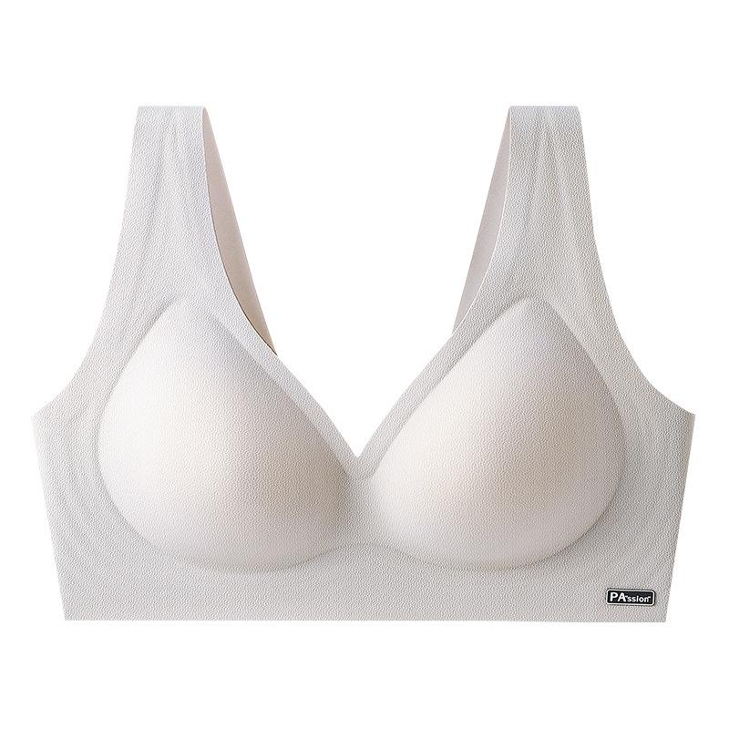Traceless underwear women's vest type thin comfortable nude feeling gathering integrated fixed cup no steel ring sports bra -