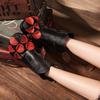 Ethnic Genuine Leather Shoes Women Vintage Boots and Shoes for Autumn Womens Retro Boots Boho Style Shoes Ladies Red Ankle Boots