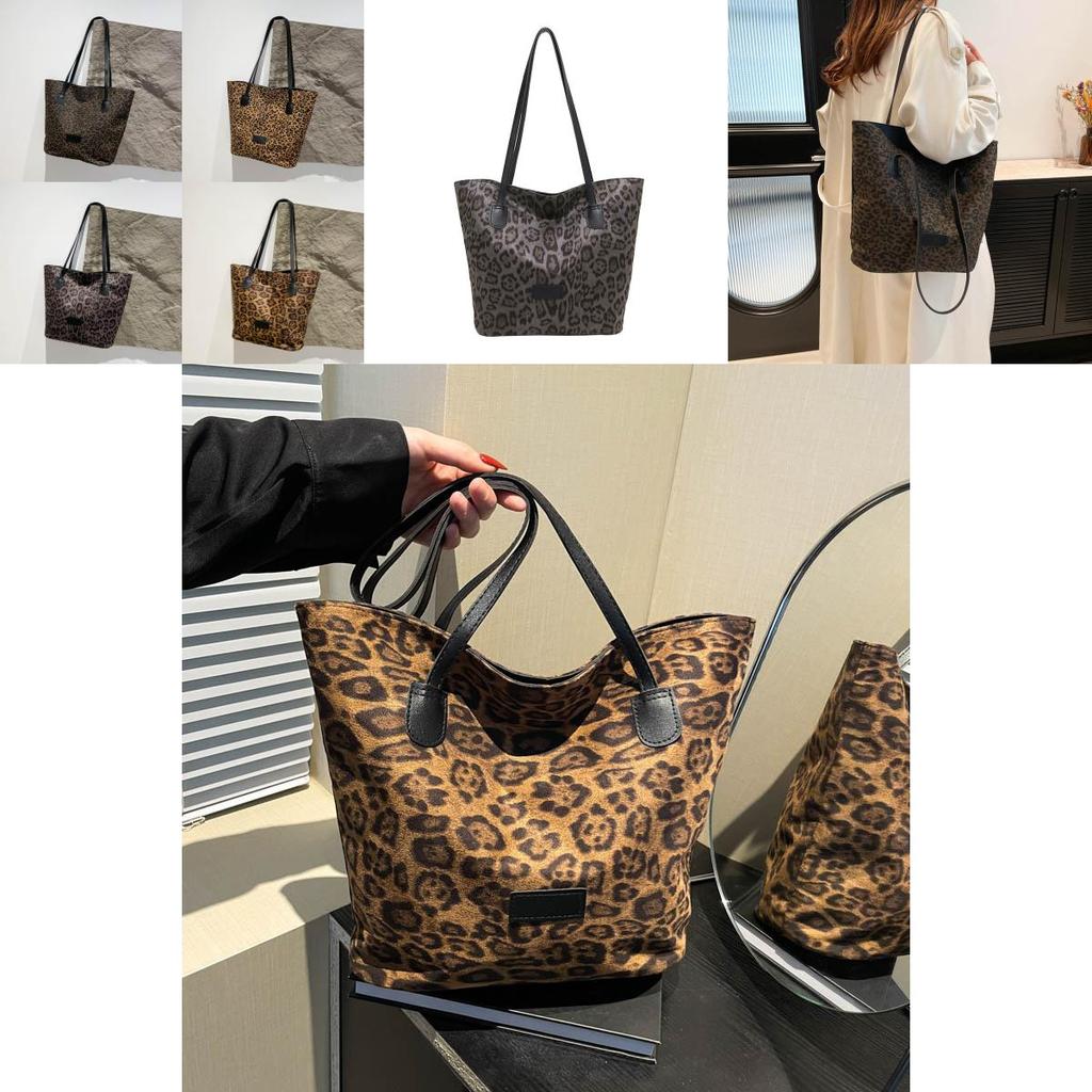 Стильная вместительная сумка-тоут для женщин с шикарным леопардовым принтом для осени и зимы