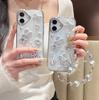 For iPhone 16 Case Glitter Rabbit Epoxy Protective Hybrid Phone Cover with Strap