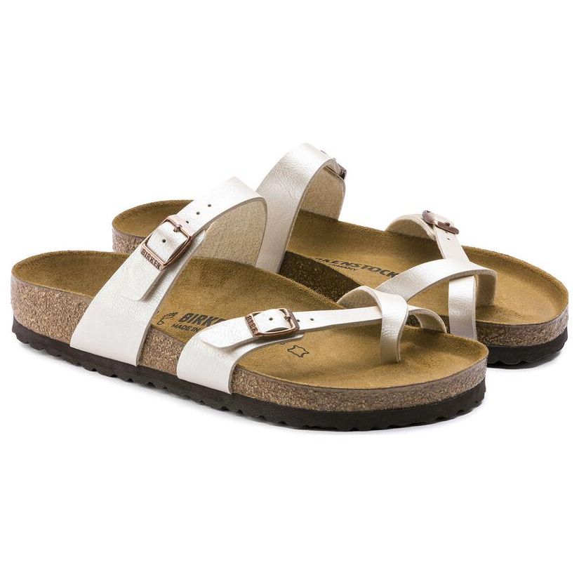 Birkenstock Мягкие удобные плоские универсальные открытые дышащие шлепанцы Женские сандалии Жемчужно-белые 0071661