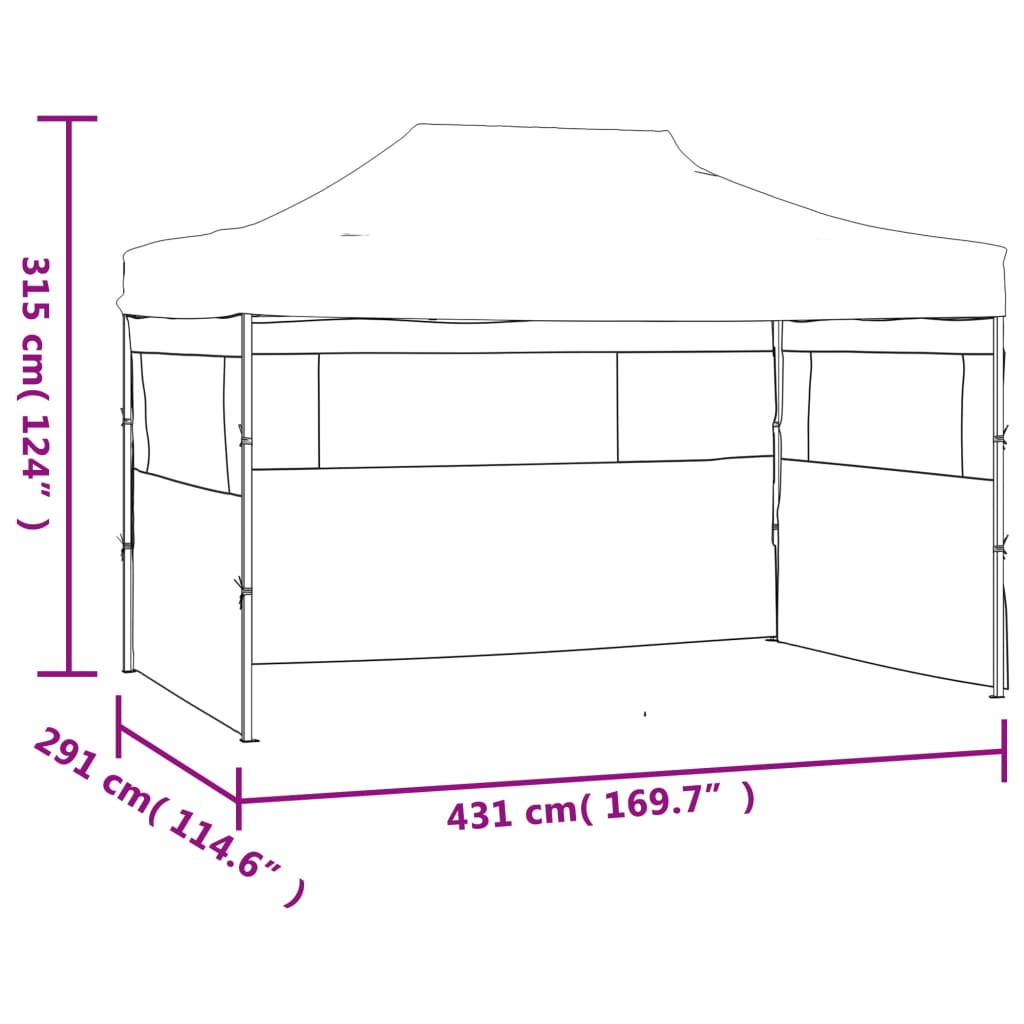 Folding Tent with 3 Side Panels 3 x 4.5 m Cream