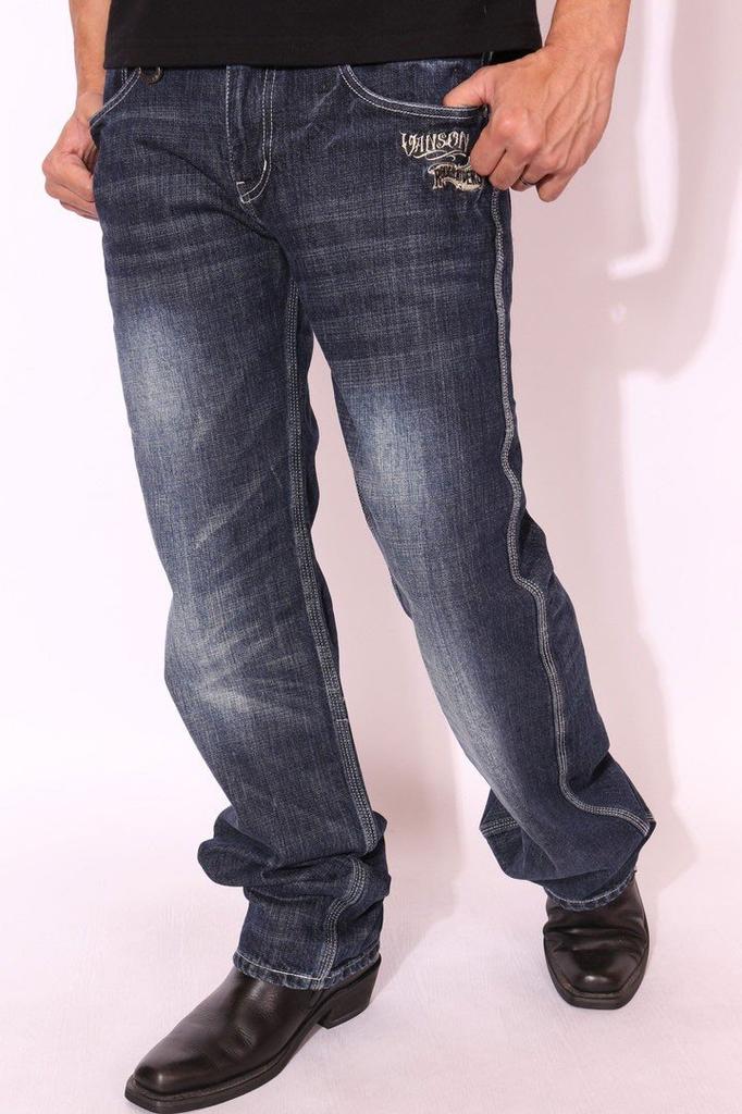 Vanson Джинсы с принтом черепа и крыльев, потертые, размер 34 SP-B-14