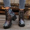 2024 High Quality Shoes Female Lace Up Women's Boots Autumn Round Toe Mixed Colors Short Barrel Chunky Heels Fashion Boots